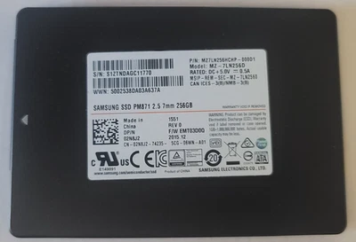 SAMSUNG SSD  MODEL MZ-7LN256D 2.5 7MM 256GB HARD DRIVE - 2N8J2 -  PM871 - Image 1 of 2