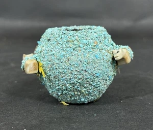 Vintage Native American Zuni Pueblo Turquoise Bear Fetish Pot - Picture 1 of 6