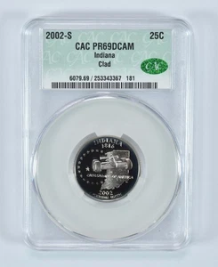 2002-S State Quarter Indiana Clad PR69 DCAM CAC CACg *3953 - Picture 1 of 5