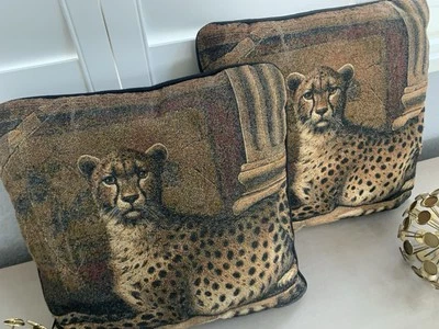 Leopard, Design Set of Two Rustic Style 15” Fun Throw Pillows - Image 1 of 4