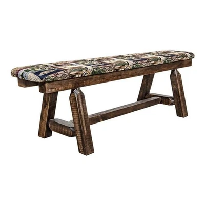 Montana Woodworks Homestead 5ft Pine Wood Plank Style Bench in Brown - Image 1 of 4
