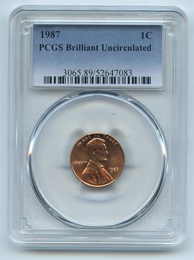 1987 1C Lincoln Cent PCGS Brilliant Uncirculated BU - Image 1 of 1