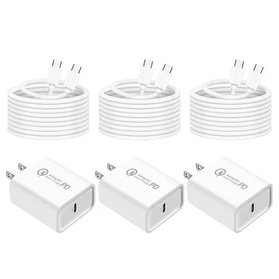 For Samsung Android Cell Phone iPhone 17 Fast PD Wall Charger USB-C Type C Cable - Image 1 of 4