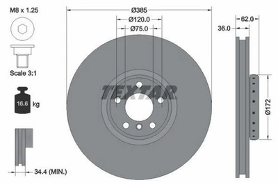 TEXTAR 92266425 PRO+ Disque de frein Avant gauche pour BMW X5 (E70) 385mm - Photo 1/4