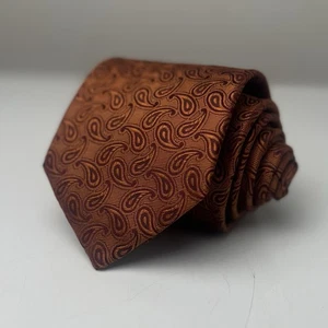 Hugo Boss Krawatte Herren Orange Rost Paisley Print Seide Made In Italy - Bild 1 von 7