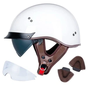 VCOROS Motorcycle Half Face Helmet Adult F-07 DOT Size Medium White - Picture 1 of 5
