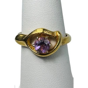 Vintage Ring Violettquarz Amethyst Gelbgold vergoldet Größe 7 - Bild 1 von 9