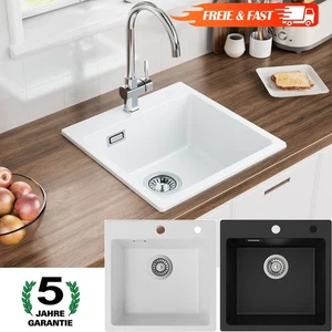 Lavello Cucina 45x45 cm Granito Incasso Quadrato Singolo Lavello per Cucina  - Foto 1 di 15