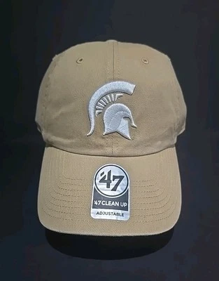 Michigan State Spartans 47 Brand Clean Up Hat Khaki/White Strap Adjustable NWT - Image 1 of 4