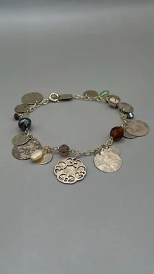 Holly Yashi Women’s Charm Bracelet Gold Plated Crystals Pearls - Image 1 of 4