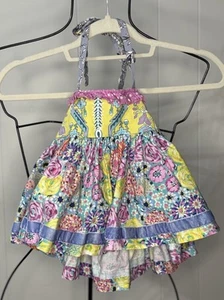 Matilda Jane Platinum Halter Dress Top Size 2 Floral Green Ruffle Adjustable - Picture 1 of 6