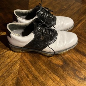 2167 Footjoy Traditions Spiked Men’s Golf Shoes White/Grey Size 8.5 - Picture 1 of 16