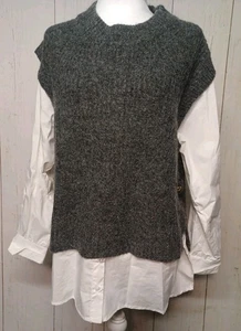 ee: einige Damen Lagenlook Pullover Trägertop Gr. M/L anthrazit langarm - Bild 1 von 6