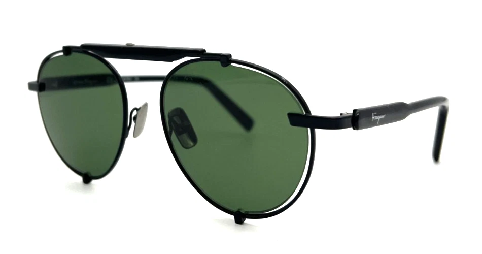 NUEVAS GAFAS DE SOL SALVATORE FERRAGAMO SF197S 001 NEGRAS/VERDES AUTÉNTICAS 52–17–140 Foto 1 de 4