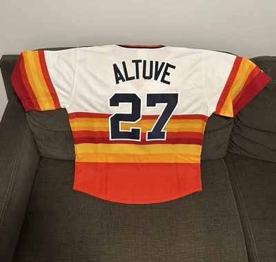 Majestic Authentic Houston Astros Jose Altuve Retro Throwback Jersey Men’s Sz: M - Image 1 of 4