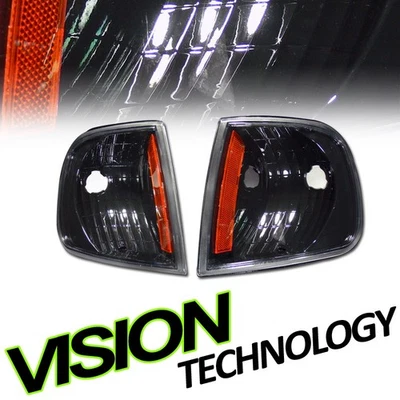 For 97-03 F150/F250/Expedition Black Amber Turn Parking Corner Lights Lamps Pair - Image 1 of 2