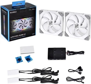 LIAN LI UNI FAN SL140 RGB WHITE 2X 14CM FAN PACK WITH CONTROLLER UF-SL140-2W - Picture 1 of 1