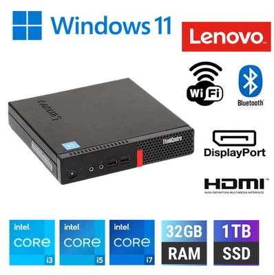 CHEAP FAST Windows 11 TINY MINI PC CORE i7 6TH 32GB RAM 1TB SSD WIFI Lenovo 02 - Image 1 of 4