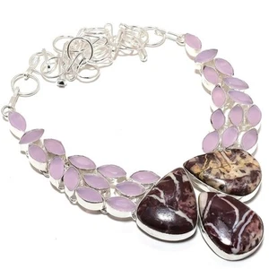 Cappuccino Diaspro, Calcedonio Gemma Argento Sterling 925 Collana Gioielli 18" - Foto 1 di 5