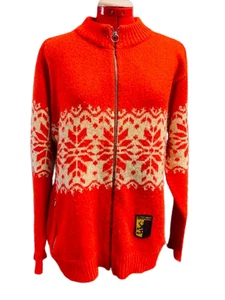 VINTAGE FAIR ISLE PULLOVER UNISEX CARDIGAN ROT WEISS BROOKLYN 80ER JAHRE HERREN DAMEN - Bild 1 von 11