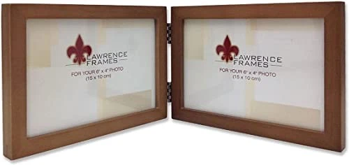 6x4 Double Nutmeg Wood Picture Frame Hinged Brown High Quality Versatile Display - Image 1 of 1