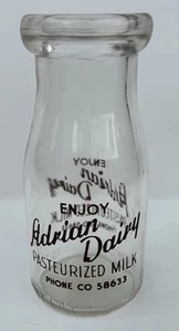 Vintage Adrian Dairy von Adrian Michigan Pyro halbes Pint Glas Milch - Bild 1 von 14