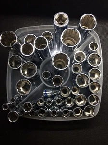🔥KOBALT 3/8&1/4" inch Drive Shallow Socket SAE SET:Metric 12&6 Point:Most sizes - Picture 1 of 12