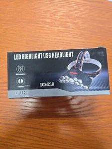 2-11 LED Headlamp, USB Rechargeable Flashlight Camping Hiking Construction - Picture 1 of 4