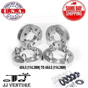 4PC 4X4.5 (114.3MM) TO 4X4.5 WHEEL SPACERS ADAPTERS 12X1.5 STUDS 1" (25.4MM) - Picture 1 of 5