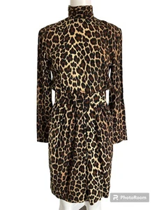 Vintage 70er 80er Jahre Ronnie Heller I. Magnin Leopard Mini-Kleid mit hohem Ausschnitt Gr. 4 - Bild 1 von 11