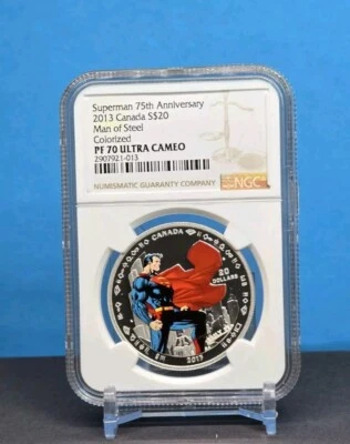 2013 CANADA $20 - DC COMICS - SUPERMAN MAN OF STEEL - NGC PF70 UC - SILVER COIN - Image 1 of 4