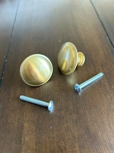 Belwith P501-SB Vintage Satin Brass Hardware Knob Round 1 1/4" Wide Cabinet Pull - Picture 1 of 3