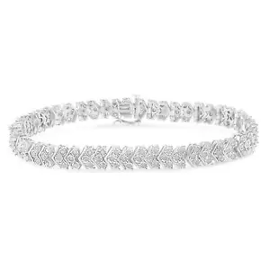 2.0 Carat Diamond Nested Chevron Link Tennis Bracelet in Sterling Silver 7" - Picture 1 of 8