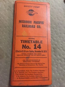Missouri Pacific Railroad Employee Timetable #14 System 1979 Nov 18 - Picture 1 of 5
