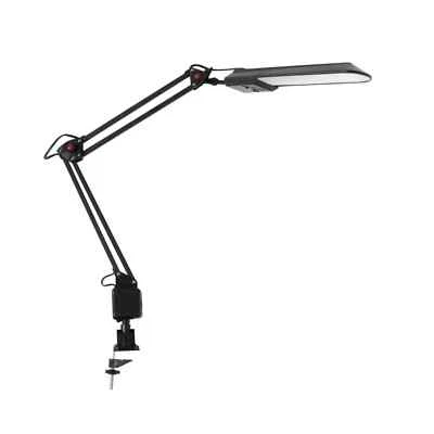 lampada da scrivania tavolo led con braccio e morsetto studio 4,8 watt nero - Immagine 1 di 4