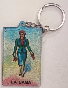 Loteria La Rosa Recuerdos La Dama Key Chain Ring - Bild 1 von 2