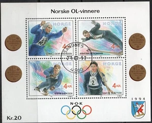 Noruega 2036 1992, NK 1139-42, BL 16 canc. Sandnes 21 02 92, MI BL 17, SC #1021. - Imagen 1 de 1