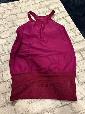 Traje de baño para mujer Prana Fucsia Tankini Top Cubre Crochet Talla M Foto 1 de 4