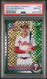 2022 Bowman Chrome X #BCP-159 William Bergolla Green X-Fractor /31 PSA 10 GEM MT - Picture 1 of 2