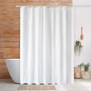 Shower Curtain Mould Proof Mildew Resistant Bathroom Polyester Fabric Curtain - Picture 1 of 19