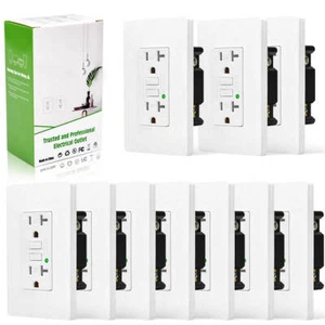 10PK 20AMP GFCI GFI Safety Outlet Receptacle w/ Wall Plate LED Indicator TR WR - Picture 1 of 12
