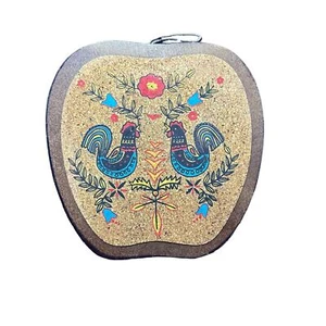 Kork & Holz PA Niederländische Volkskunst handbemalt Untersetzer Hahn Bauernhaus Landhaus Vintage - Bild 1 von 6