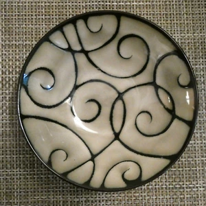 Pfalzgraff Bowls Black Brown Scroll Soup Cereal Chips Coup Set of 2 Artsy 7 1/2" - Picture 1 of 6