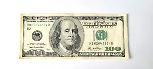 2006 $100 One Hundred Dollar Bill, Federal Reserve Note, Serial # HB62647834D - Picture 1 of 2