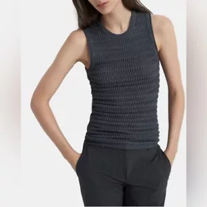 Theory EUC Women’s Medium Gray Cheri Open Knit Sleeveless Tank Top Sweater Shell - Picture 1 of 9