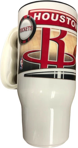 Houston Rockets 16 Oz Commuter Travel Auto Mug with Lid Cover