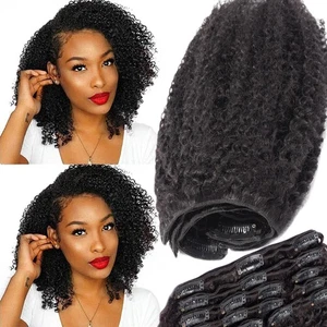 Thick Double Wefted Clip in Remy Virgin Human Hair Extensions 8 Pieces Full Head - Picture 1 of 19