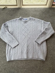 Aelfric Eden Sweater Mens XL Gray Cable Knit Crewneck Pullover Soft Cozy - Picture 1 of 9