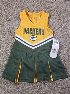 Completo cheerleader Green Bay Packers 1 pezzo colori squadra 12 mesi nuovo con etichette nuovo con etichette - Foto 1 di 7