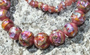 GORGEOUS Vintage Necklace COLORFUL FOIL GLASS Graduated Beads LOT CD - Picture 1 of 5